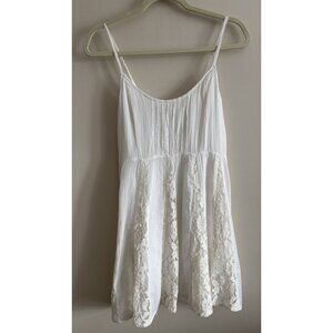 Hollister spaghetti straps Corset back Lace babydoll Dress Mini white Large Boho